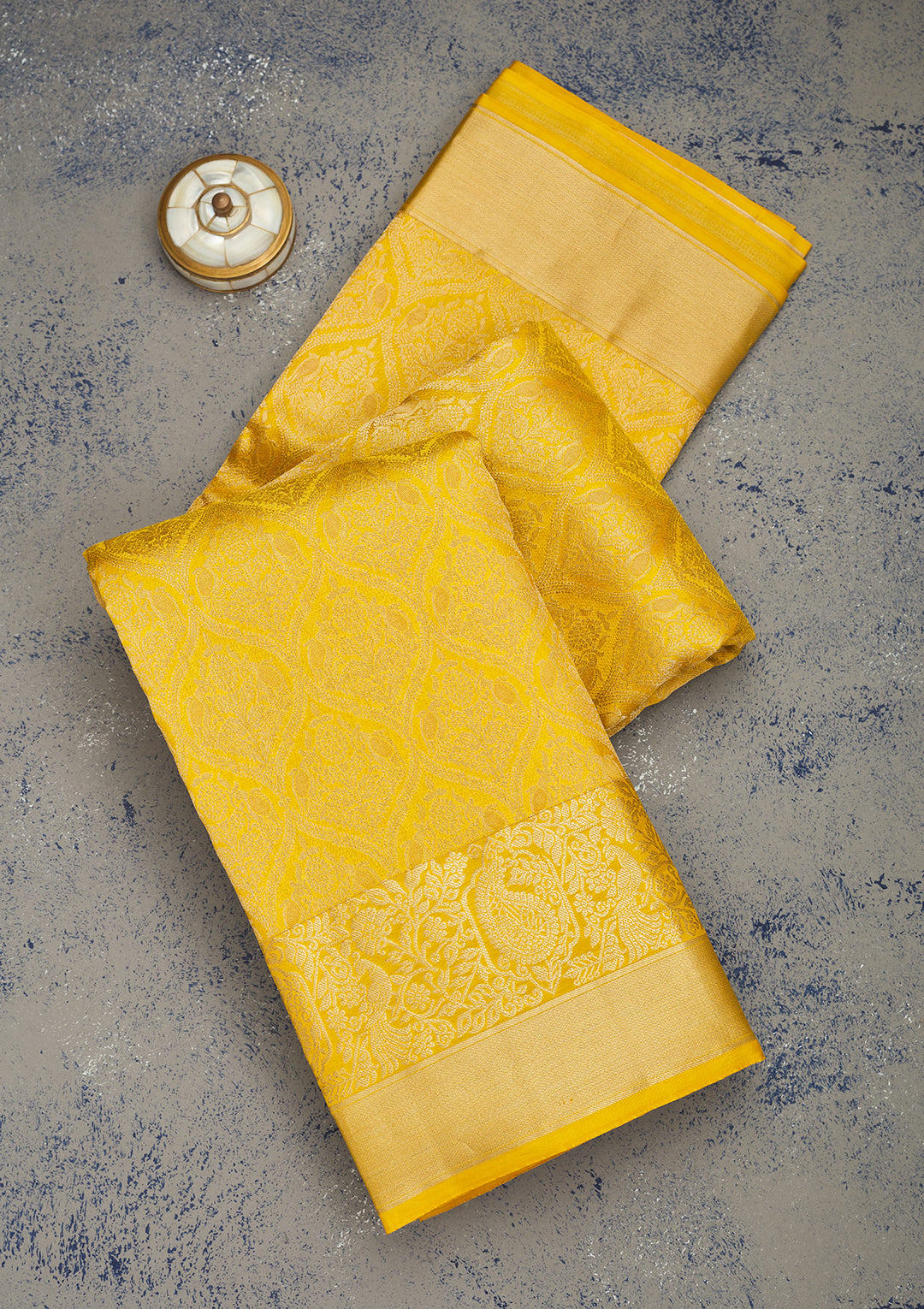 Mustard Zariwork Pure Silk Saree