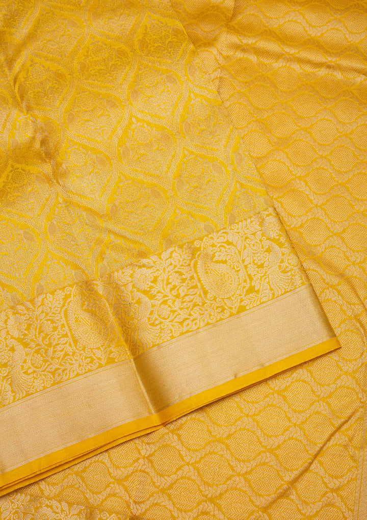 Mustard Zariwork Pure Silk Saree