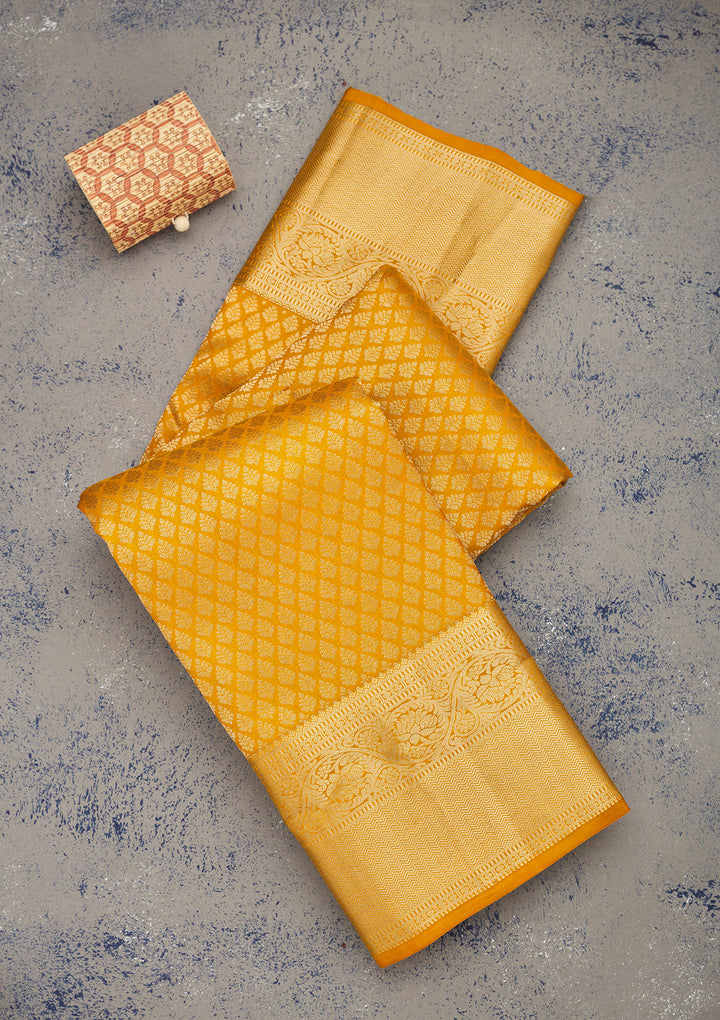Mustard Zariwork Pure Silk Saree