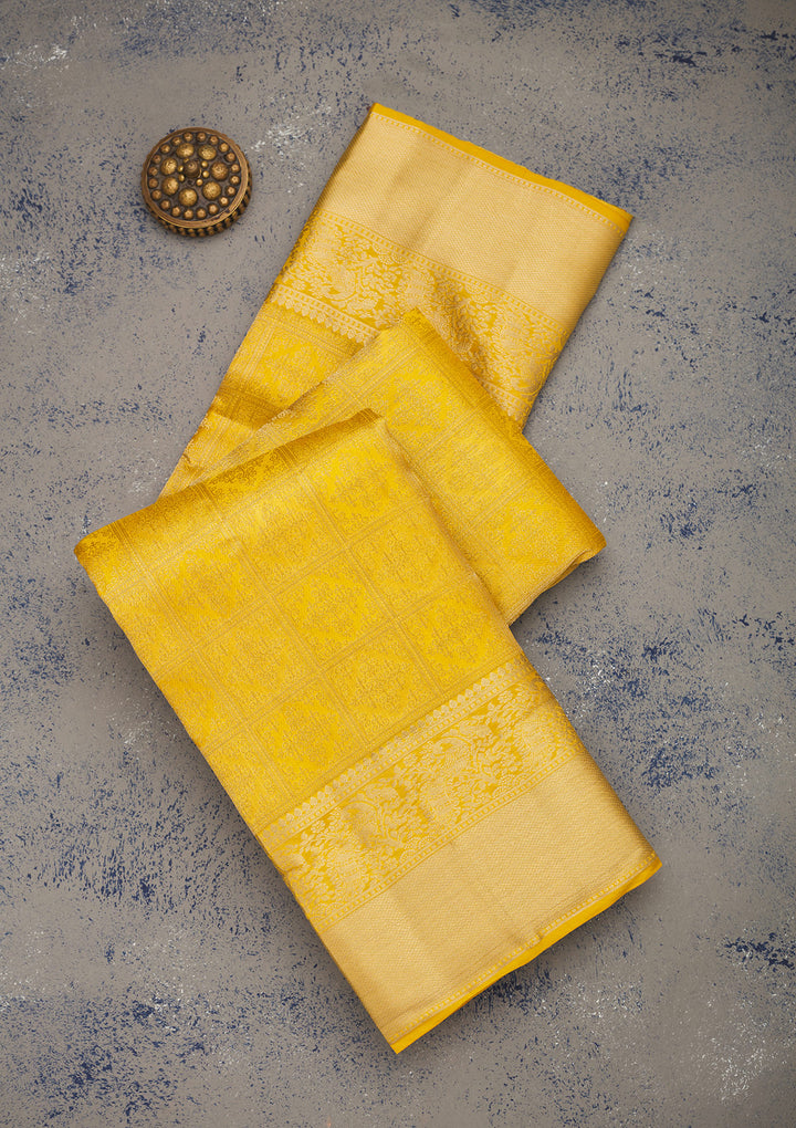 Mustard Zariwork Pure Silk Saree