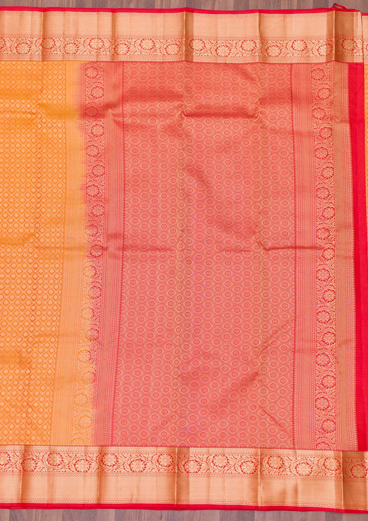 Mustard Zariwork Banarasi Pure Silk Saree