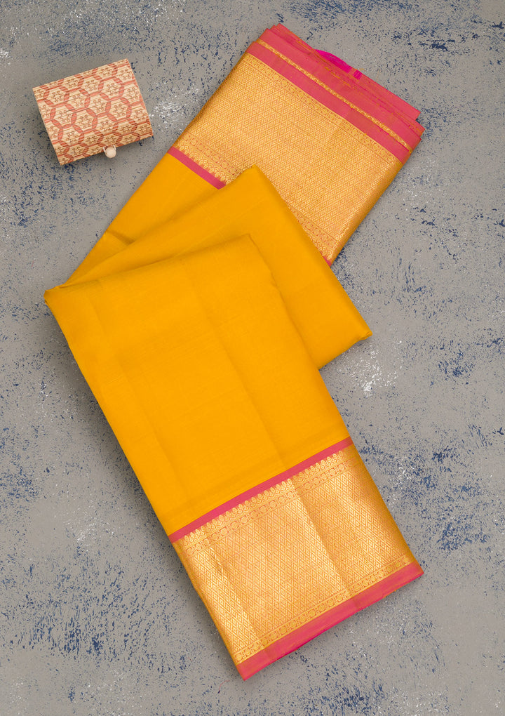 Mustard Zariwork Kanjivaram Pure Silk Saree