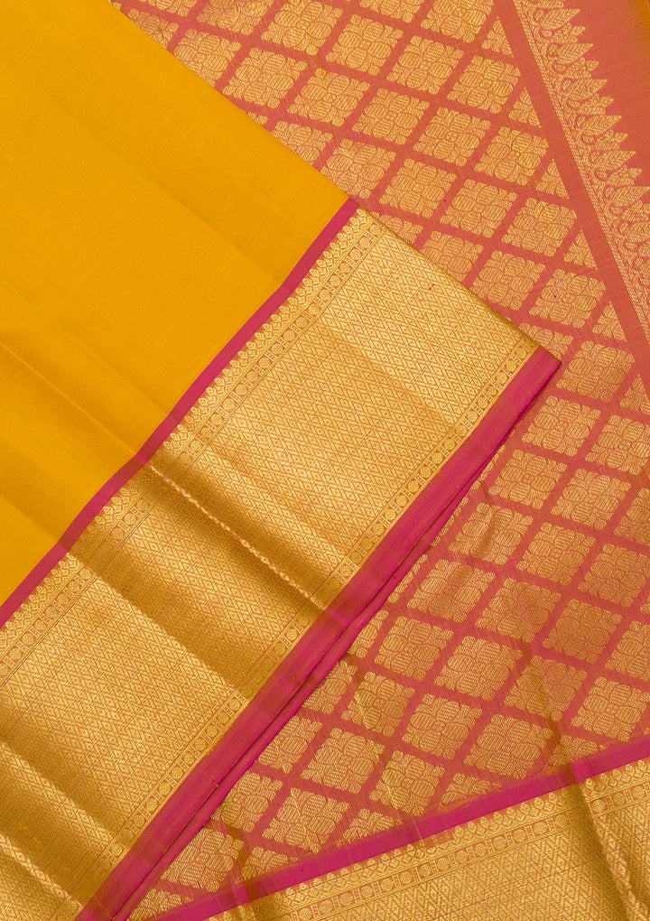 Mustard Zariwork Kanjivaram Pure Silk Saree