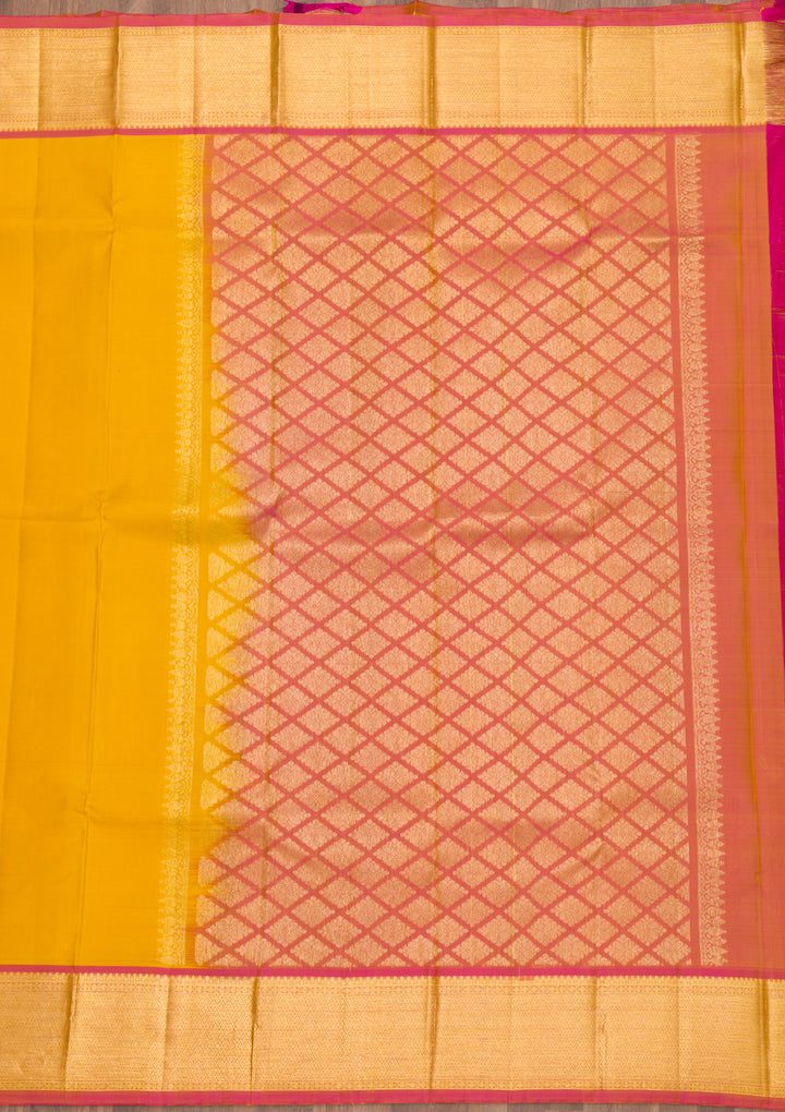 Mustard Zariwork Kanjivaram Pure Silk Saree