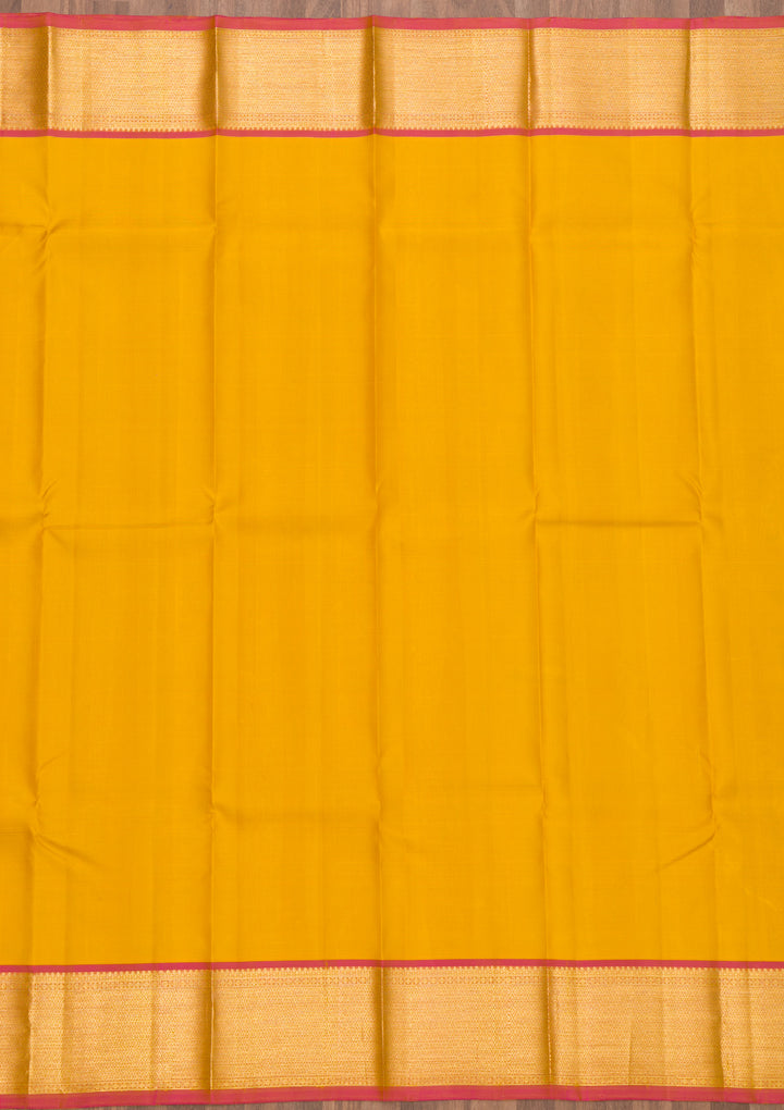 Mustard Zariwork Kanjivaram Pure Silk Saree