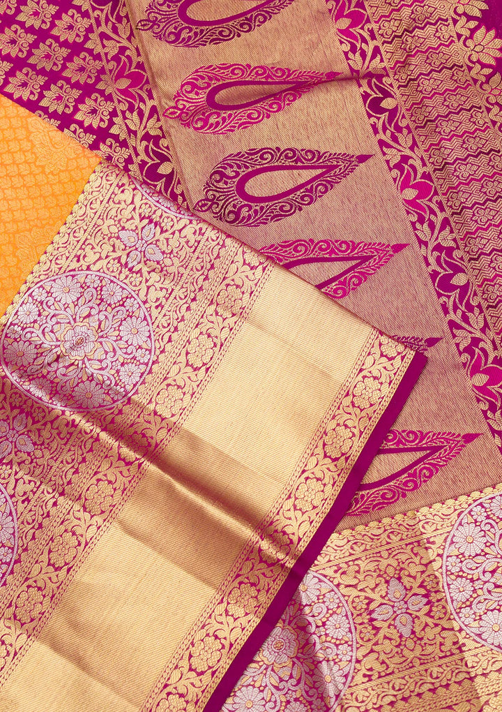 Mustard Zariwork Pure Silk Saree