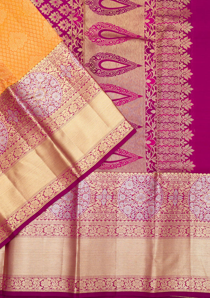 Mustard Zariwork Pure Silk Saree