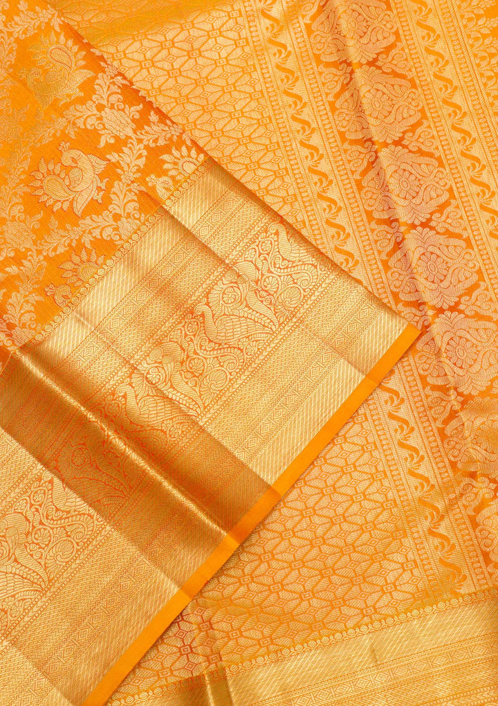 Mustard Zariwork Pure Silk Saree
