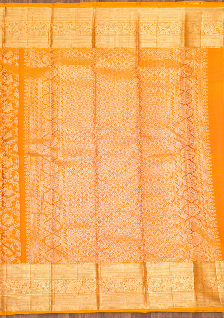 Mustard Zariwork Pure Silk Saree