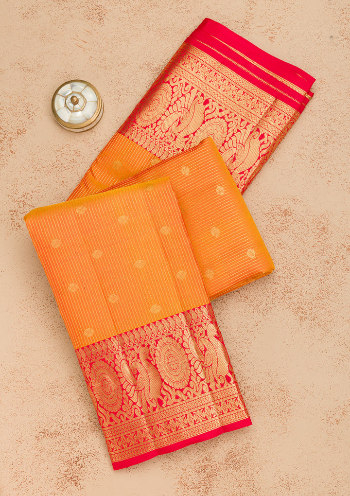 Mustard Zariwork Pure Silk Saree