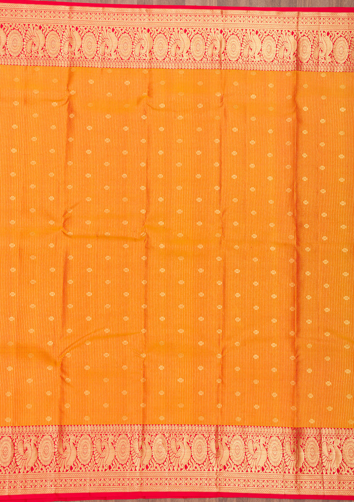 Mustard Zariwork Pure Silk Saree