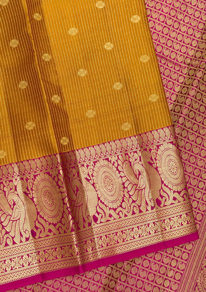 Mustard Zariwork Kanjivaram Pure Silk Saree