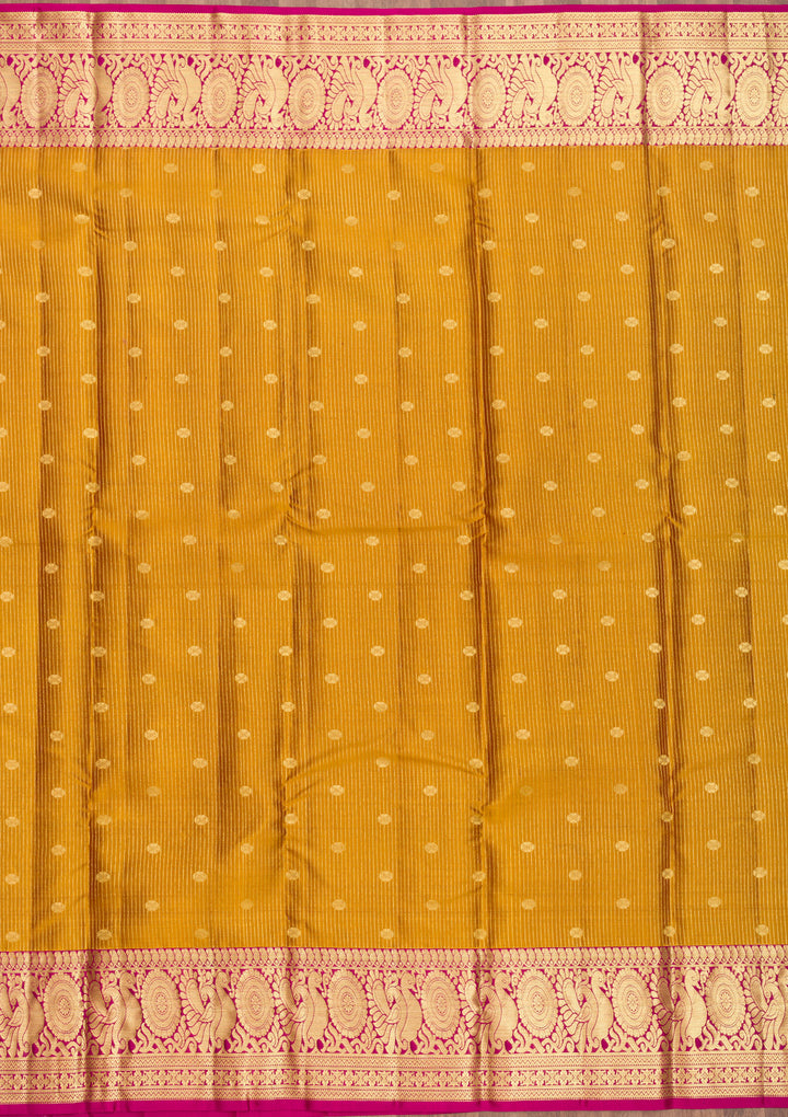 Mustard Zariwork Kanjivaram Pure Silk Saree