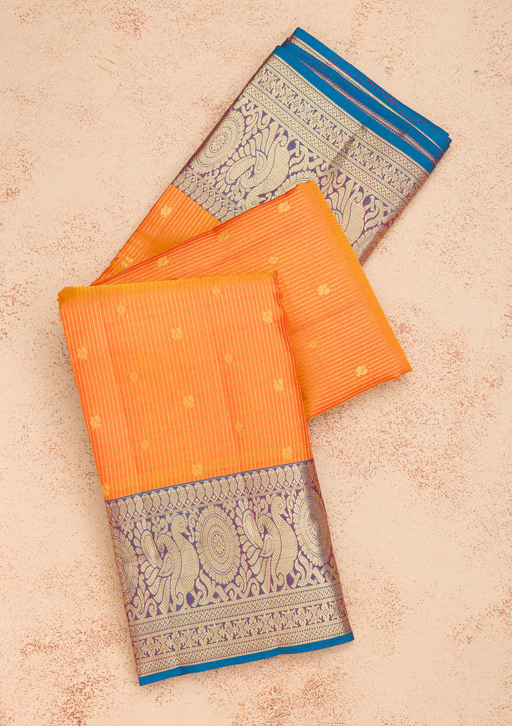 Mustard Zariwork Kanjivaram Pure Silk Saree