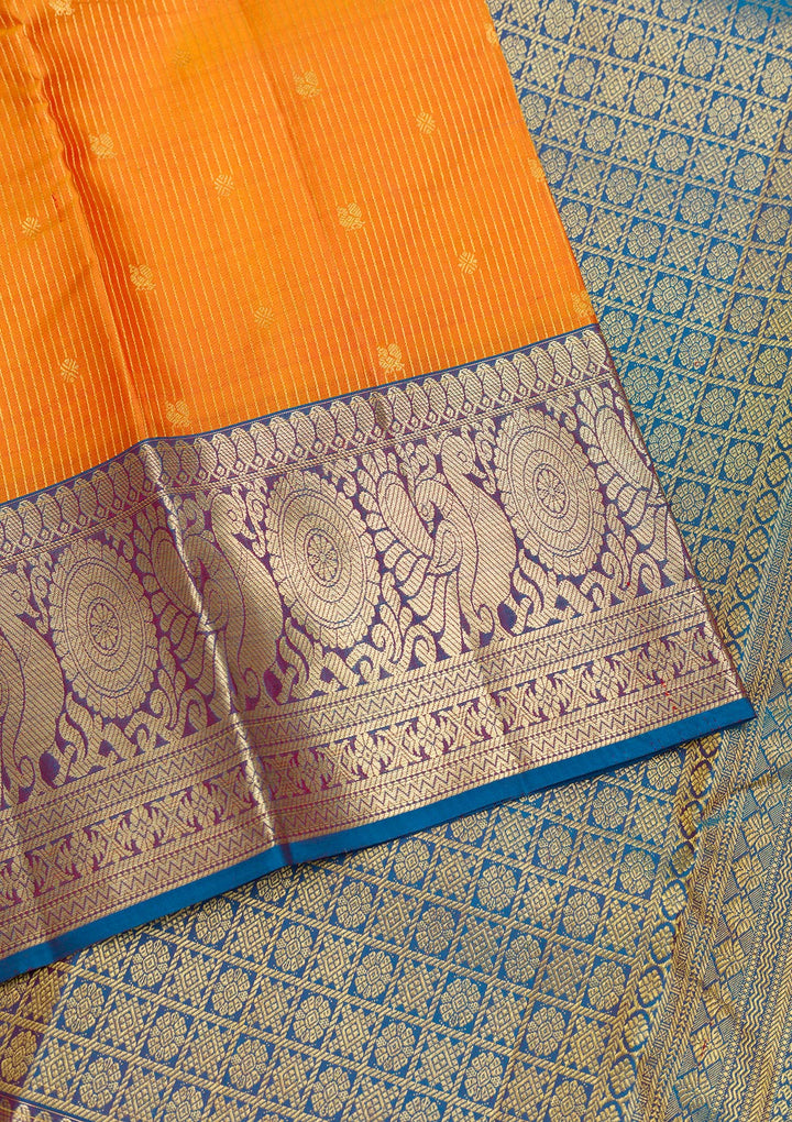Mustard Zariwork Kanjivaram Pure Silk Saree