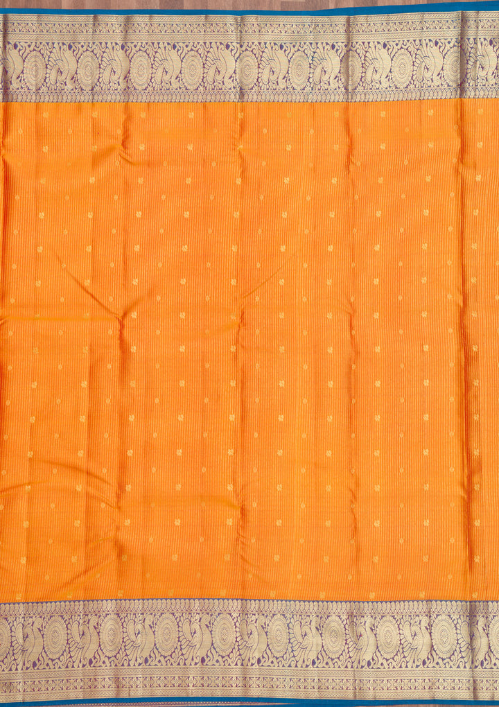 Mustard Zariwork Kanjivaram Pure Silk Saree