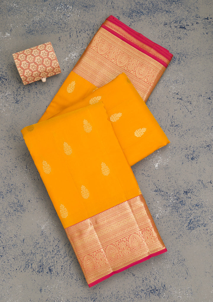 Mustard Zariwork Kanjivaram Pure Silk Saree