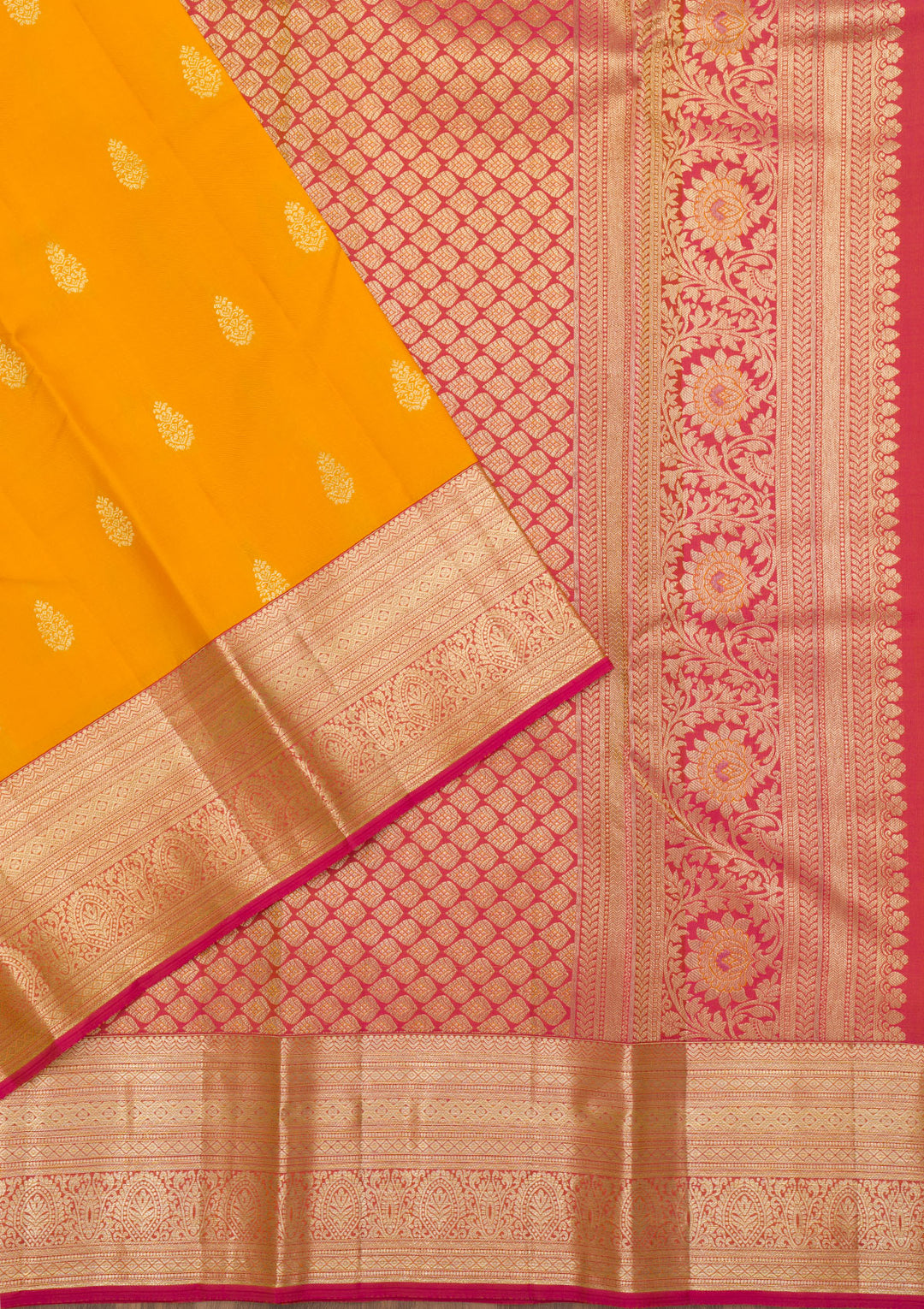 Mustard Zariwork Kanjivaram Pure Silk Saree