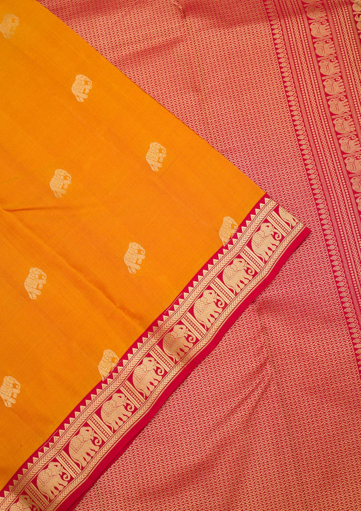 Mustard Zariwork Pure Silk Saree