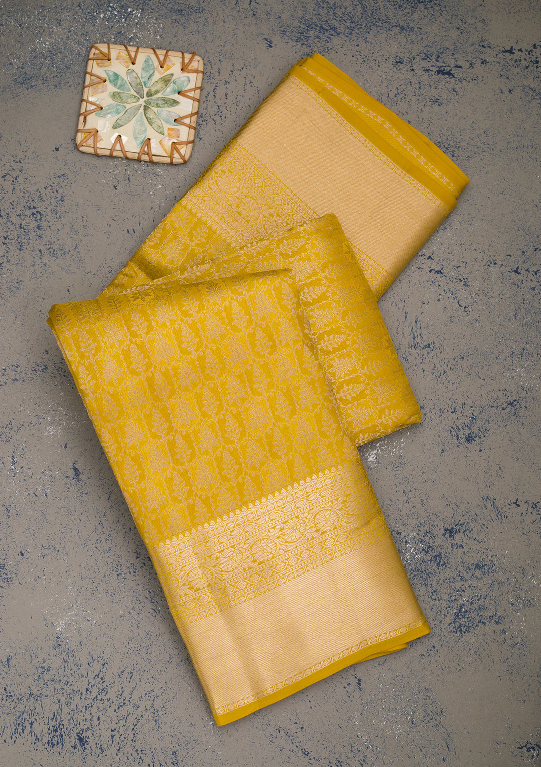 Mustard Zariwork Pure Silk Saree
