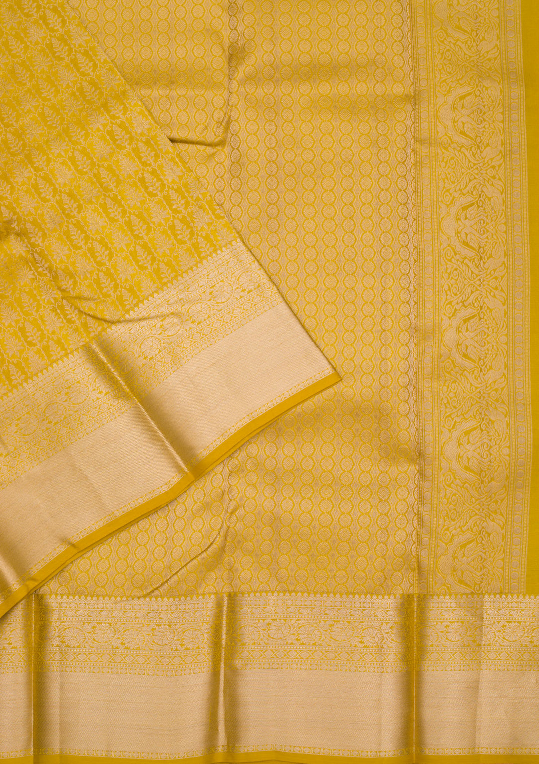 Mustard Zariwork Pure Silk Saree