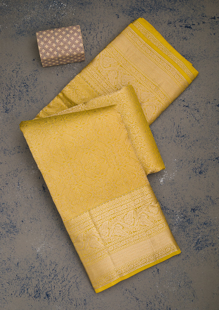 Mustard Zariwork Pure Silk Saree