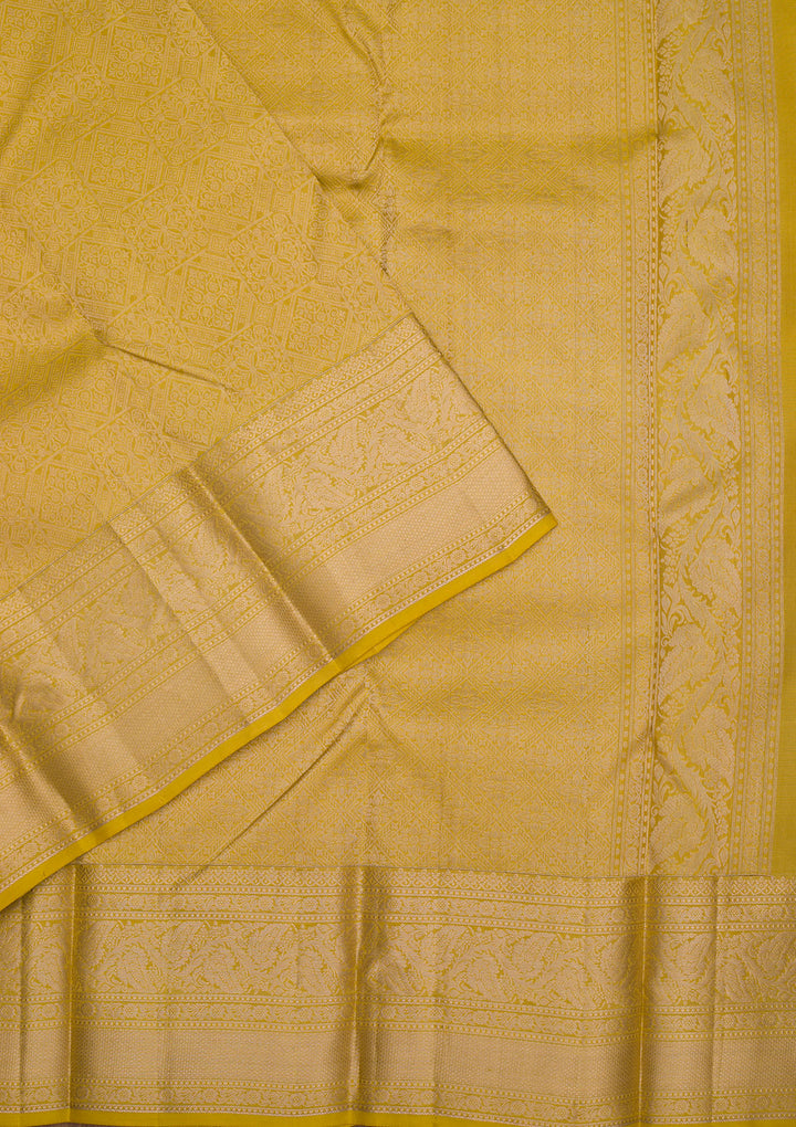 Mustard Zariwork Pure Silk Saree