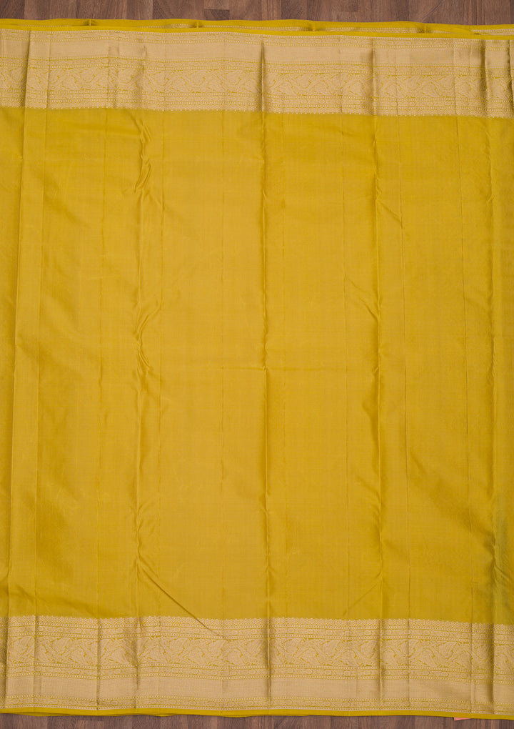 Mustard Zariwork Pure Silk Saree