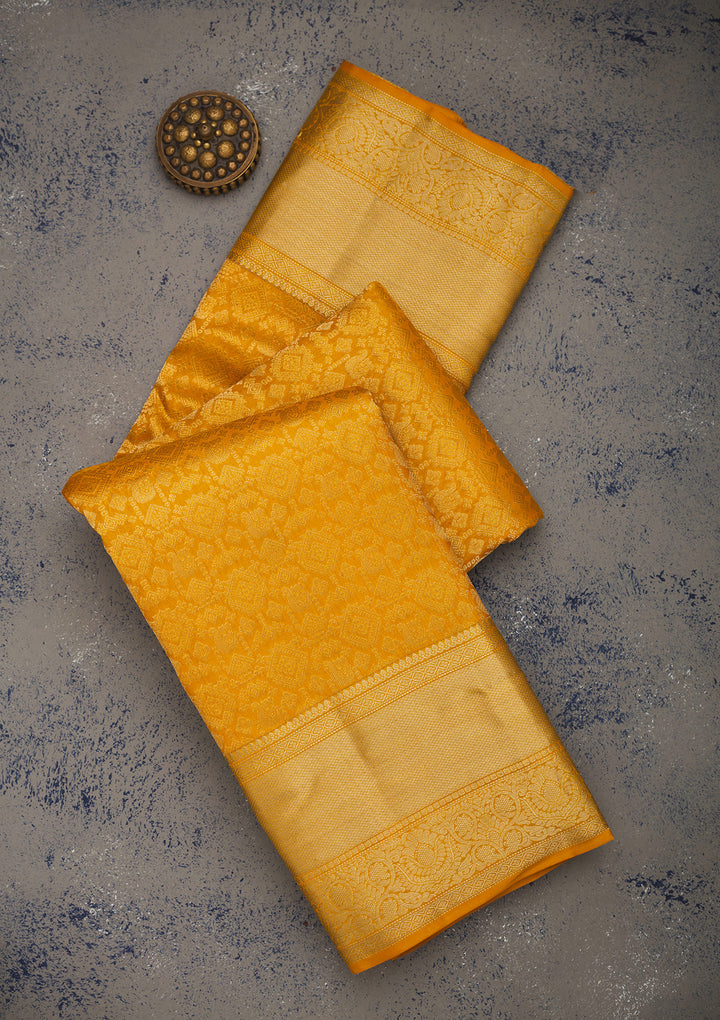 Mustard Zariwork Pure Silk Saree