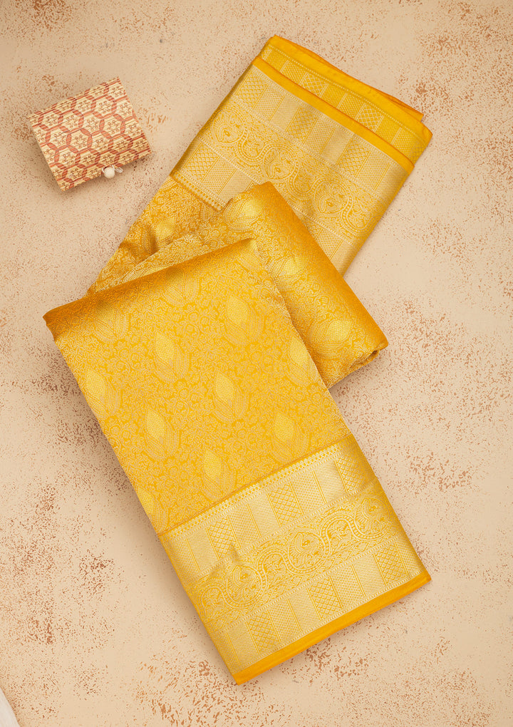Mustard Zariwork Pure Silk Saree