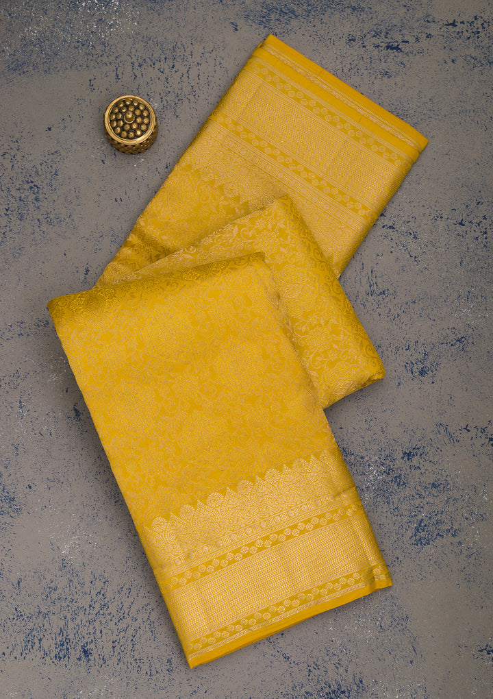 Mustard Zariwork Pure Silk Saree