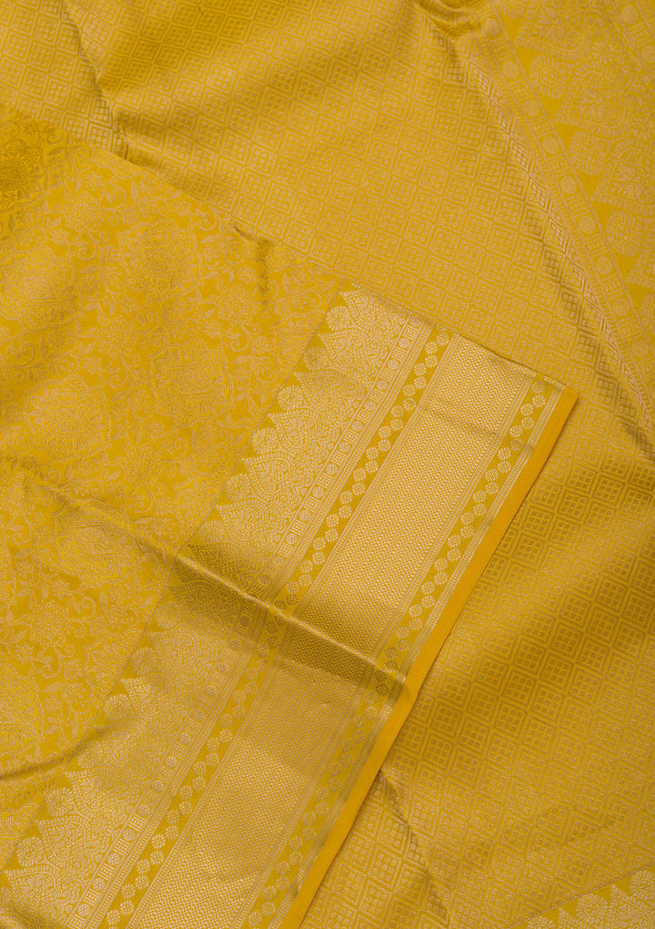 Mustard Zariwork Pure Silk Saree