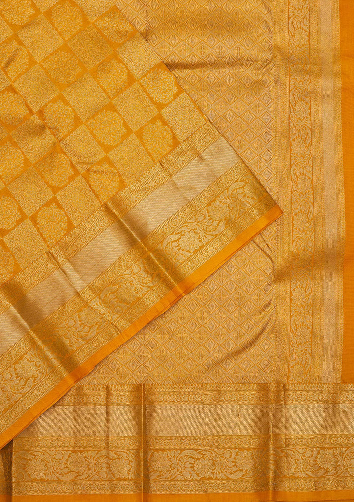 Mustard Zariwork Pure Silk Saree