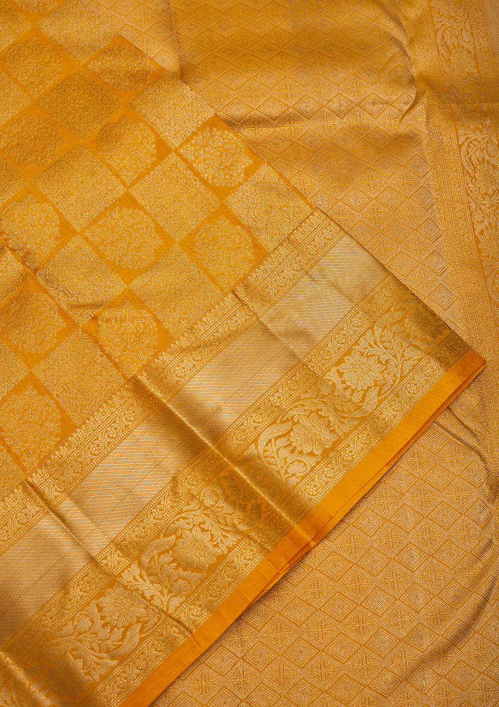 Mustard Zariwork Pure Silk Saree