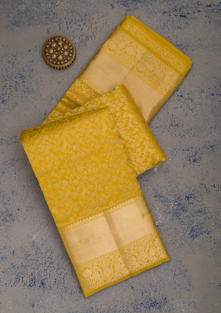 Mustard Zariwork Pure Silk Saree