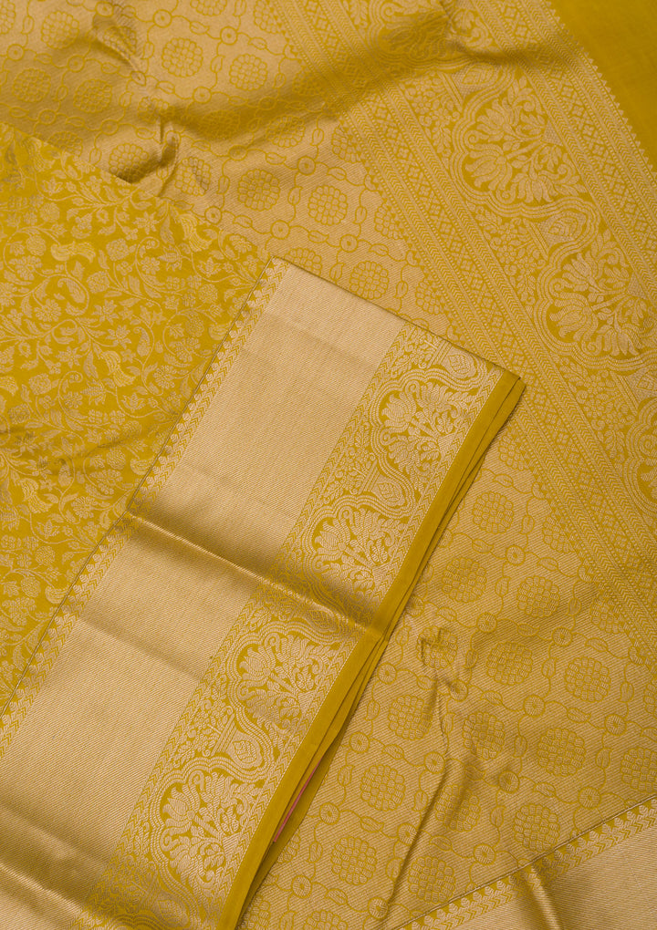 Mustard Zariwork Pure Silk Saree