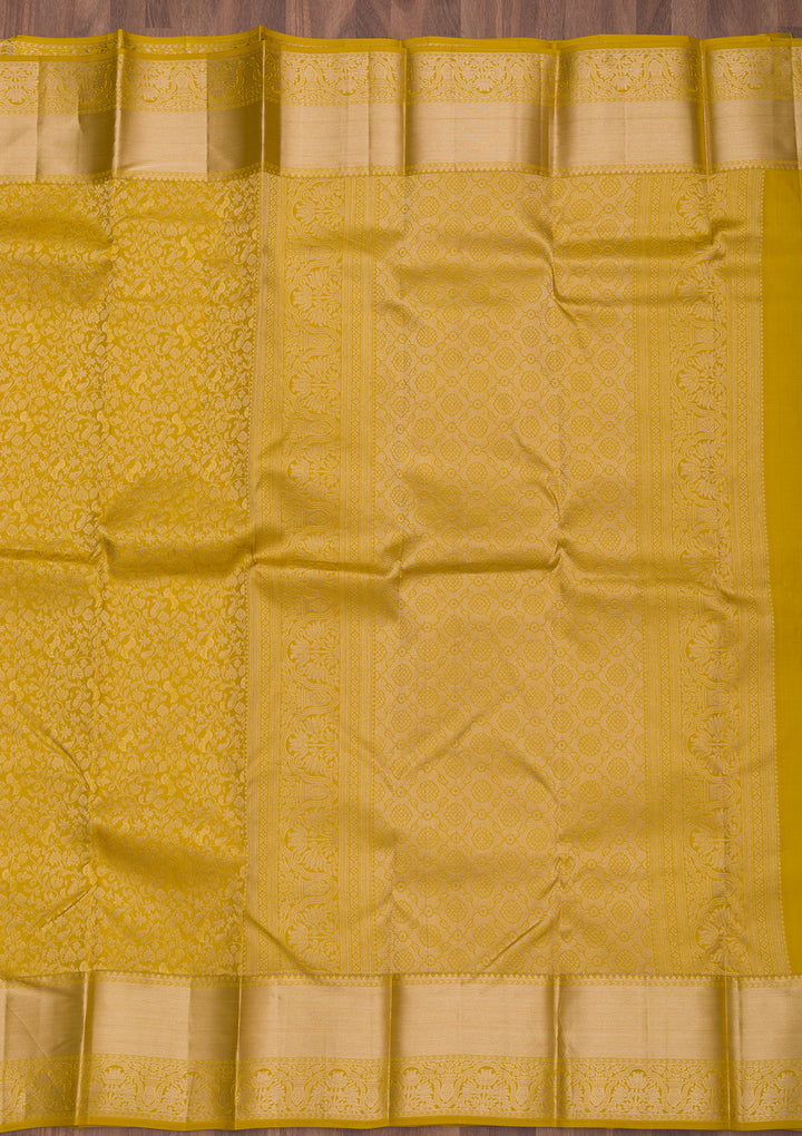 Mustard Zariwork Pure Silk Saree