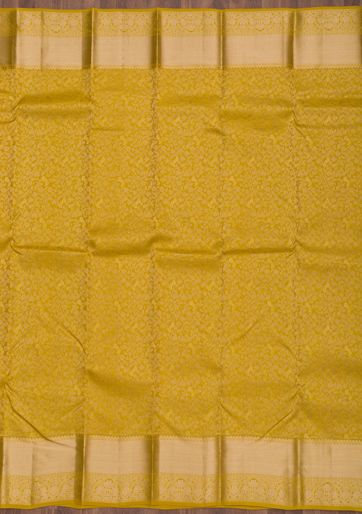 Mustard Zariwork Pure Silk Saree
