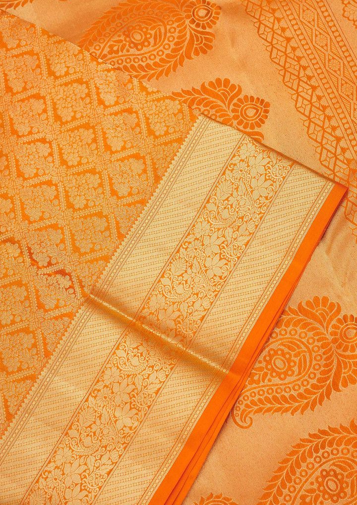 Orange Zariwork Pure Silk Saree
