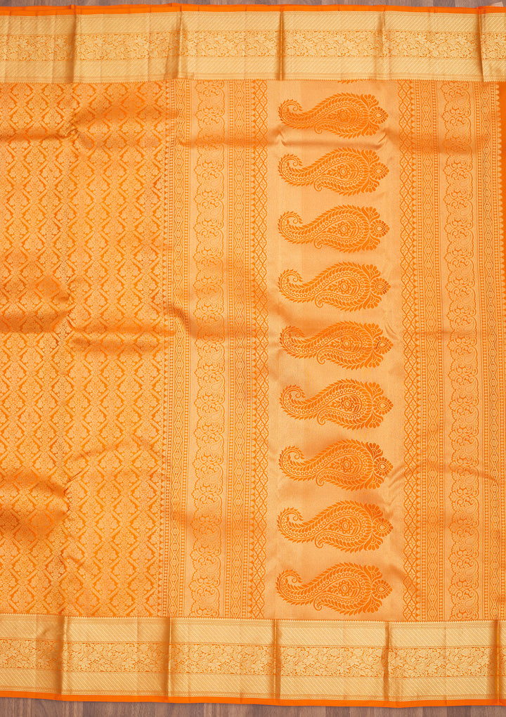 Orange Zariwork Pure Silk Saree