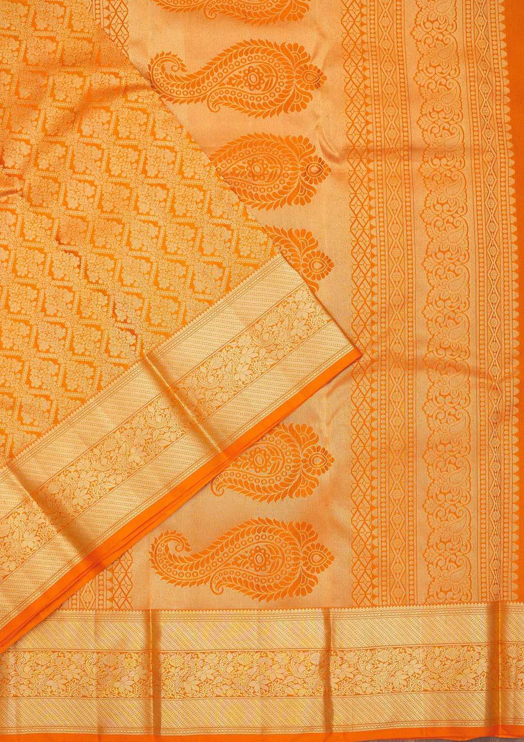 Orange Zariwork Pure Silk Saree