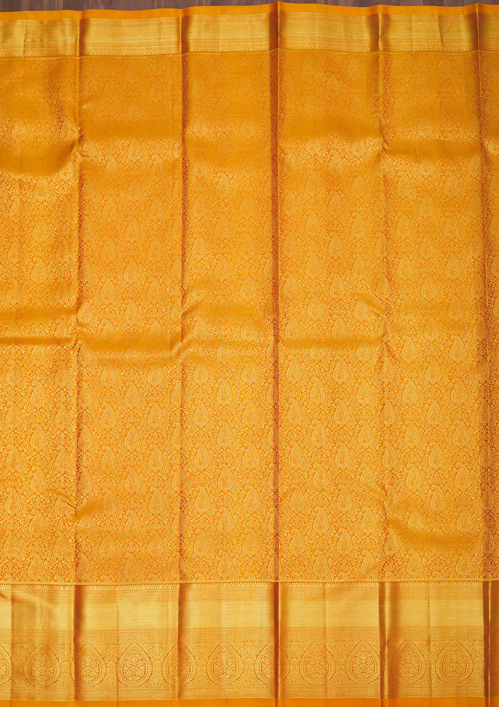 Mustard Zariwork Pure Silk Saree