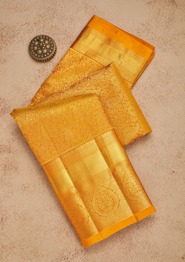 Mustard Zariwork Pure Silk Saree