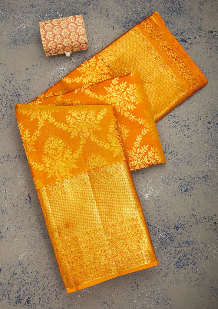 Mustard Zariwork Pure Silk Saree