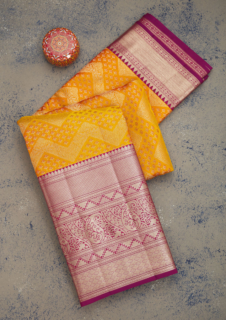 Mustard Zariwork Pure Silk Saree