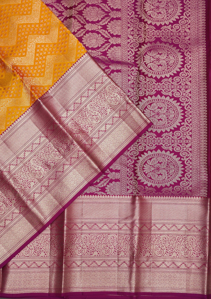 Mustard Zariwork Pure Silk Saree