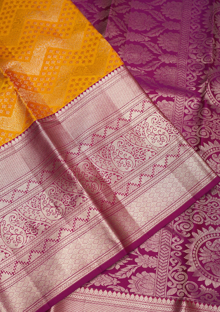 Mustard Zariwork Pure Silk Saree