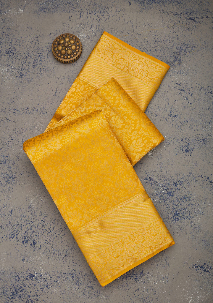 Mustard Zariwork Pure Silk Saree