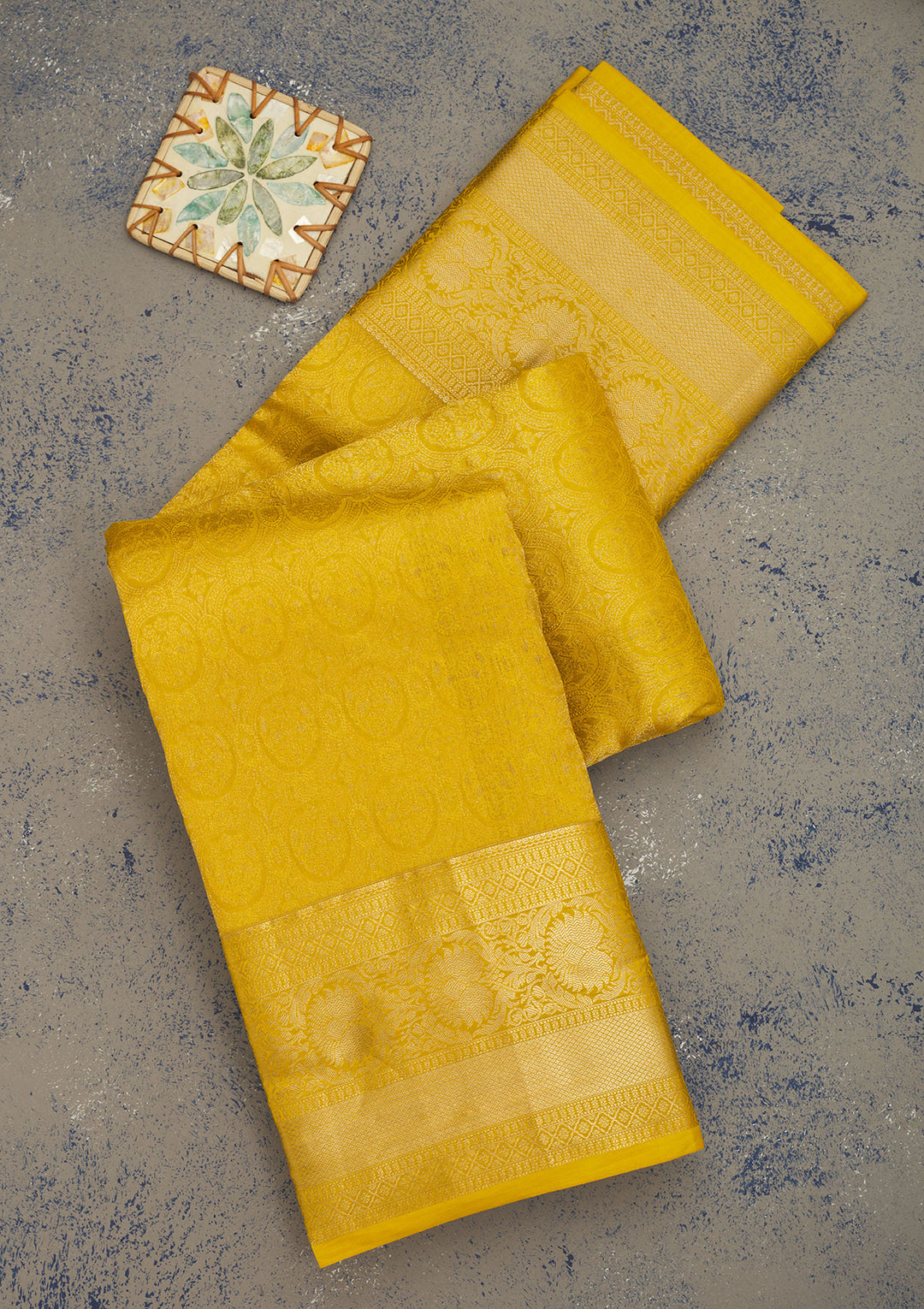 Mustard Zariwork Pure Silk Saree