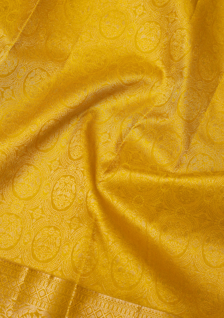 Mustard Zariwork Pure Silk Saree